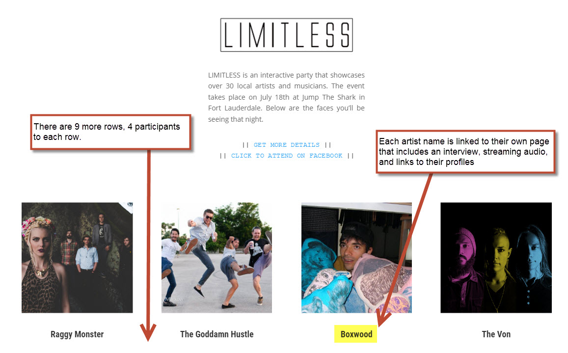 LIMITLESS Party website screenshot